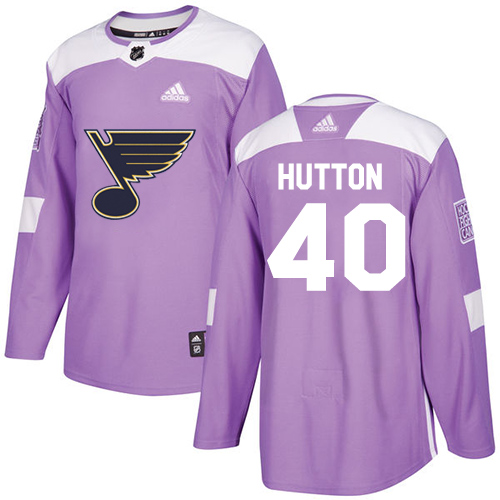 Adidas Blues #40 Carter Hutton Purple Authentic Fights Cancer Stitched NHL Jersey - Click Image to Close